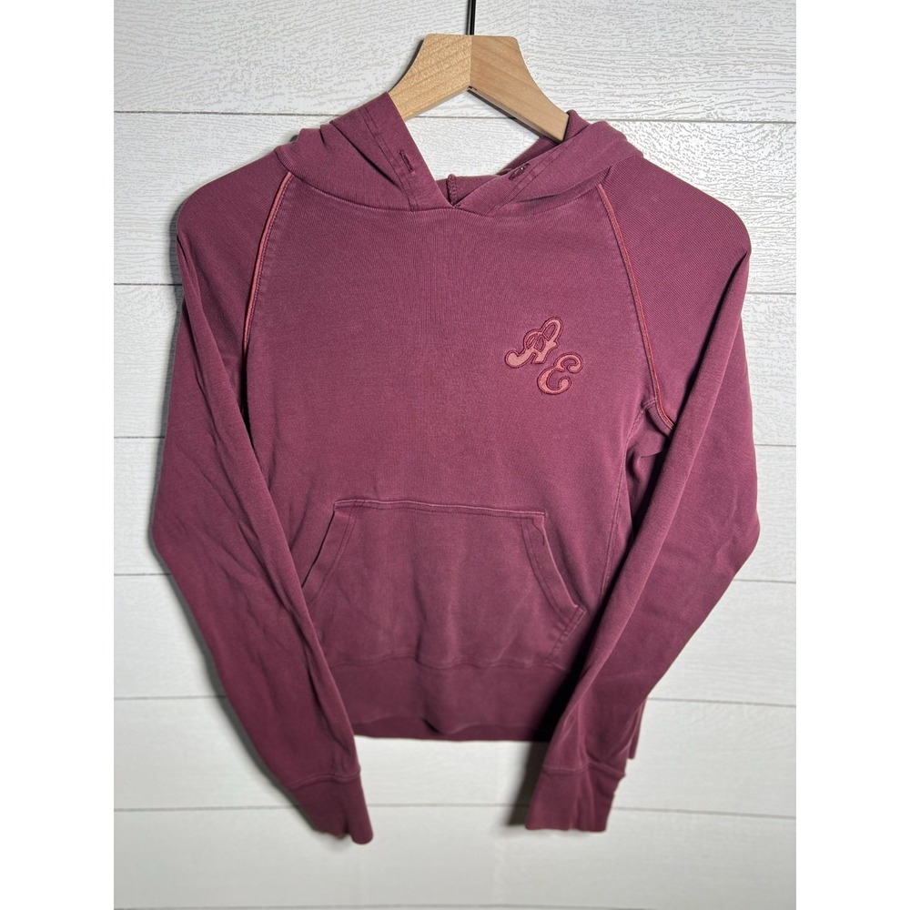 American Eagle Vintage Y2K Hoodie Womens Medium Maroon Burgundy Cursive AE Logo